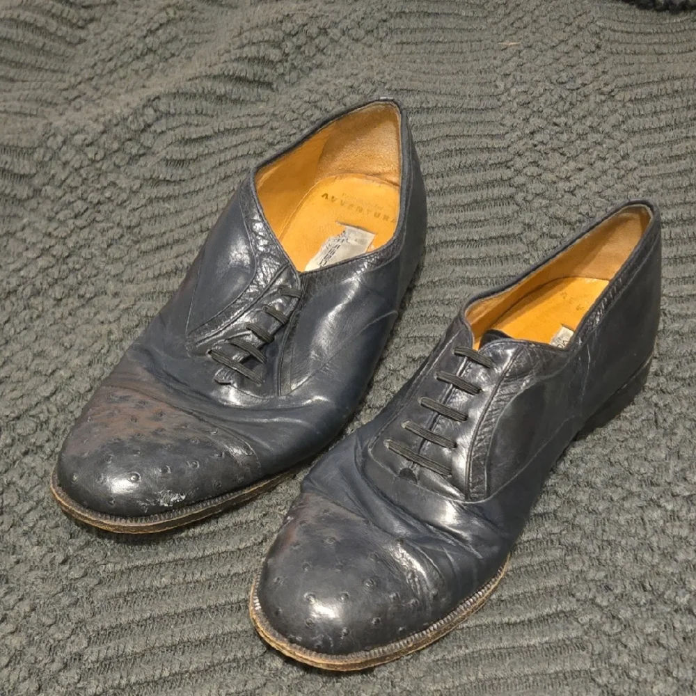 Authentic Moreschi Men's Blue-Gray Calfskin ‎ Shoes Size 10 - Made In Italy